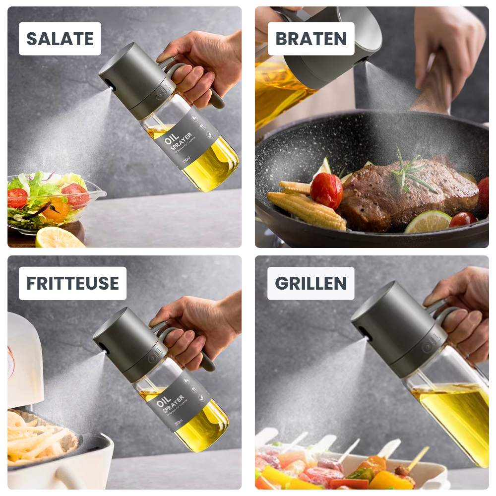 Öl-Sprühflasche aus Borosilikatglas – Feine Dosierung für Küche & Grill