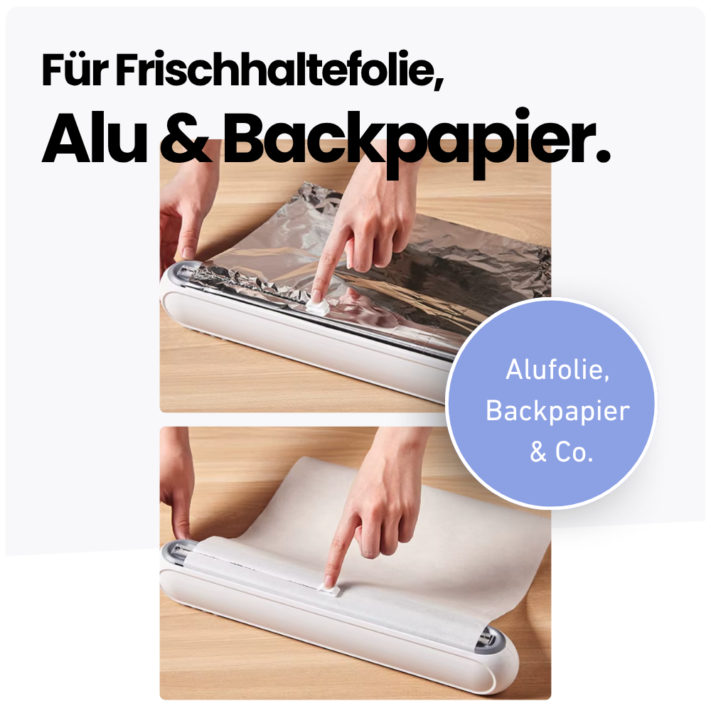 Folienspender mit Magnet & Sicherheitscutter – Sauber & stressfrei abrollen