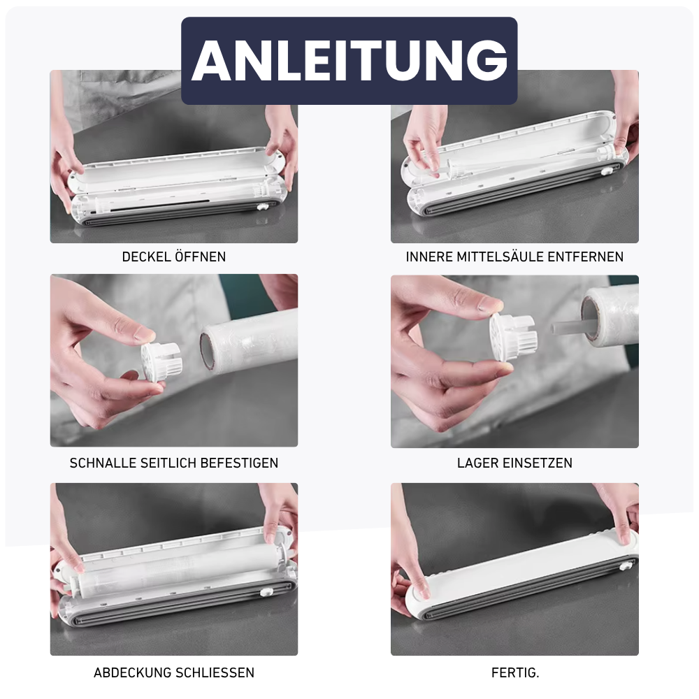 Folienspender mit Magnet & Sicherheitscutter – Sauber & stressfrei abrollen