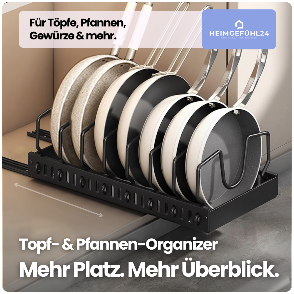 Ausziehbarer Topf- & Pfannen-Organizer – Ordnung im Schrank mit System