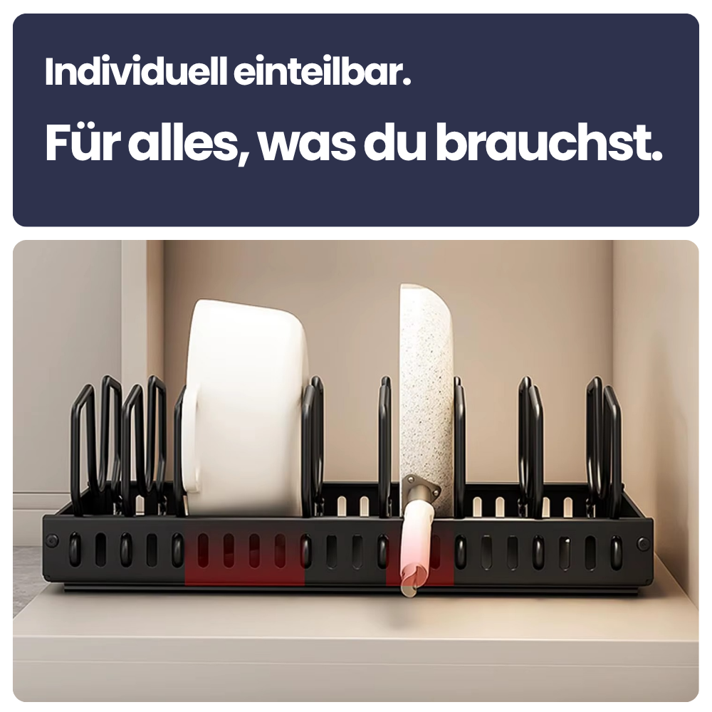 Ausziehbarer Topf- & Pfannen-Organizer – Ordnung im Schrank mit System