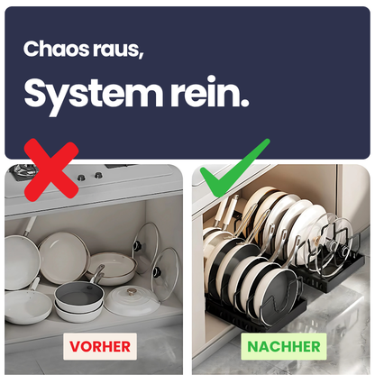 Ausziehbarer Topf- & Pfannen-Organizer – Ordnung im Schrank mit System