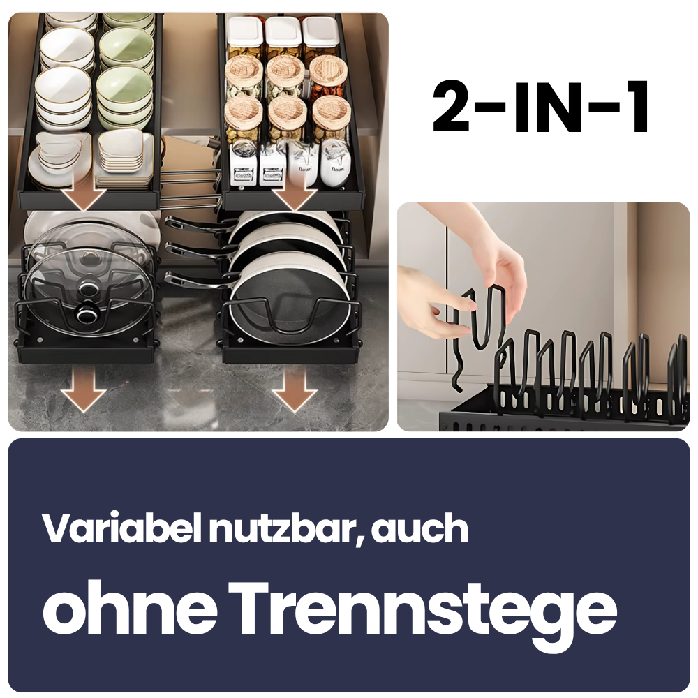 Ausziehbarer Topf- & Pfannen-Organizer – Ordnung im Schrank mit System
