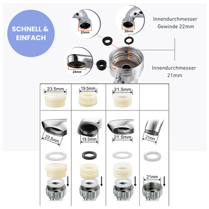 Drehbarer Wasserhahn-Aufsatz – 1080° Flexibilität für Bad & Küche
