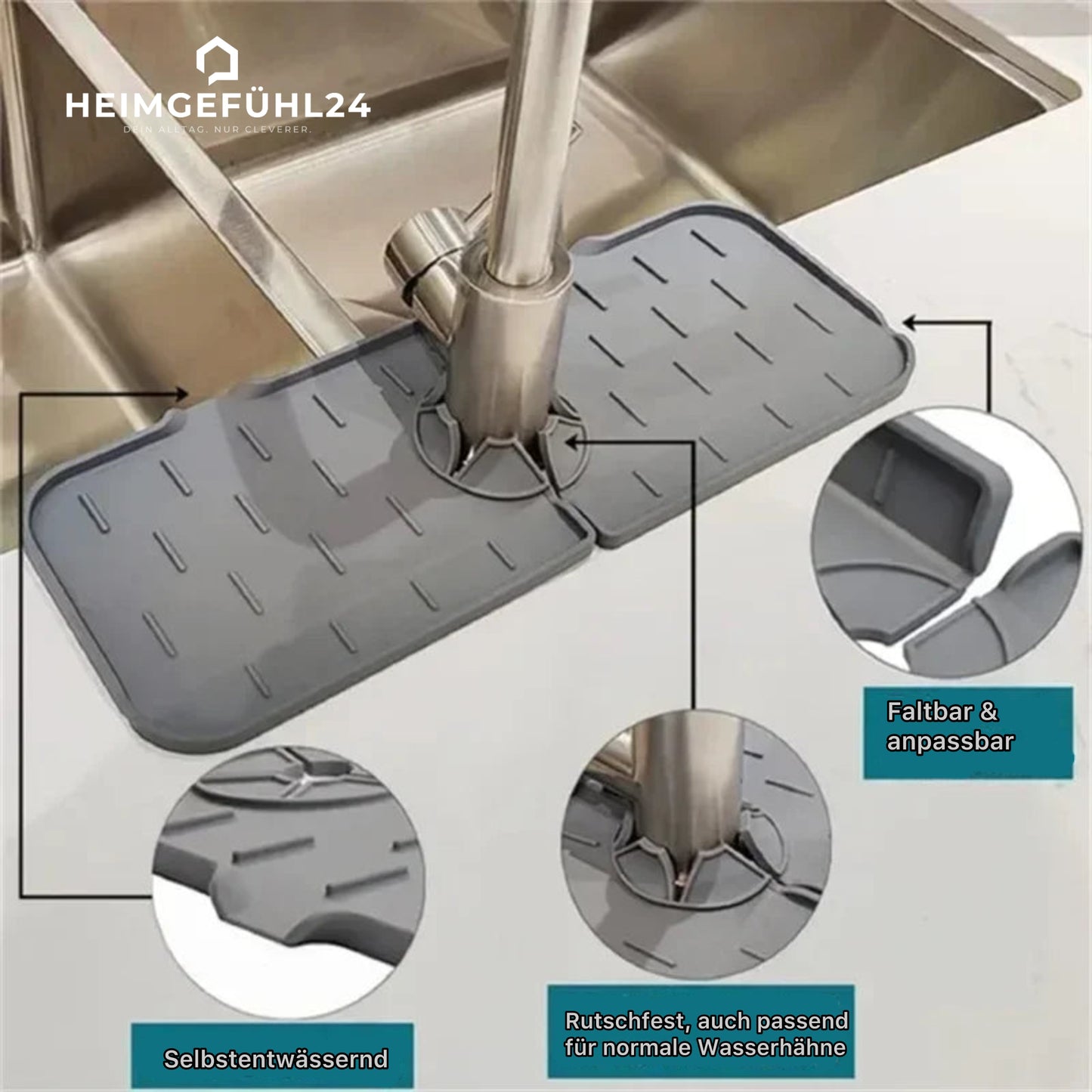 Saugfähige Wasserhahn Matte – Spritzschutz & Arbeitsplatten-Schutz für Küche & Bad