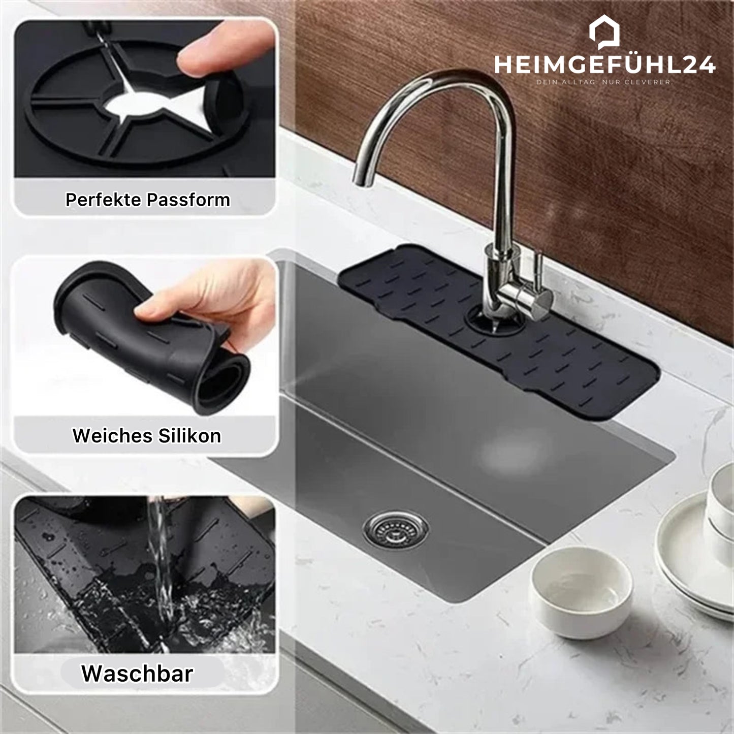 Saugfähige Wasserhahn Matte – Spritzschutz & Arbeitsplatten-Schutz für Küche & Bad